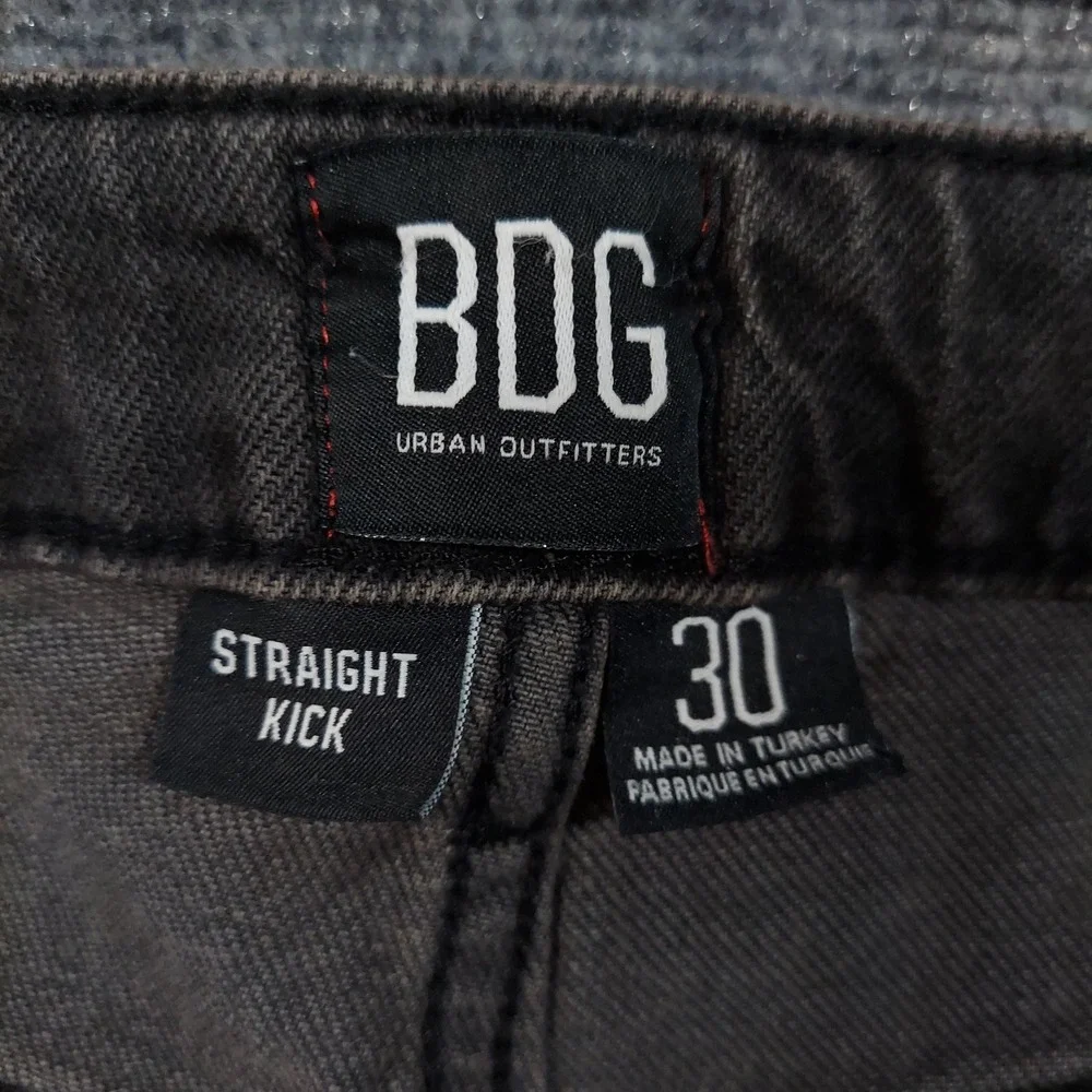 BDG Urban Outfitters Jeans Mens 30 Washed Black Gray Straight Kick Denim Stretch